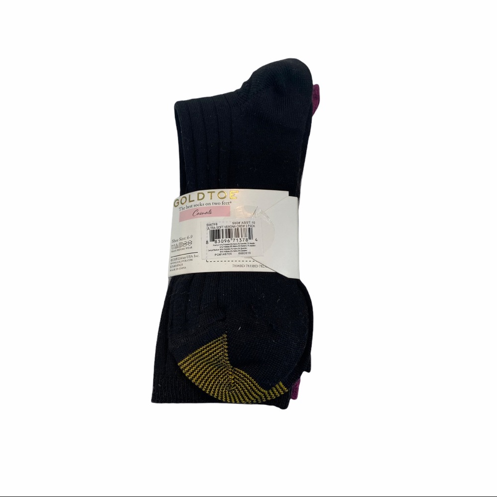 GOLD TOE Women’s Crew Socks. 3 Pair Shoe Size: 6-9 - Picture 3 of 4